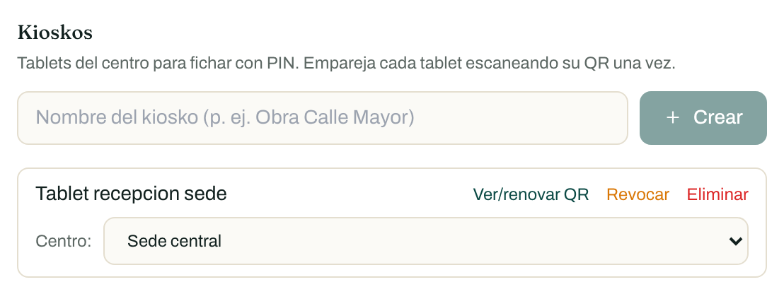 Vincular un kiosko a un centro de trabajo