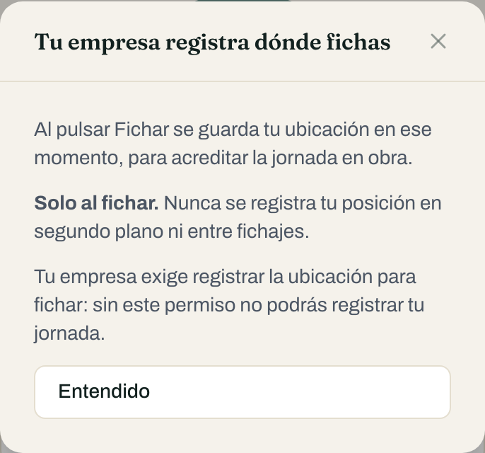 Aviso previo en el móvil antes de pedir el permiso de ubicación
